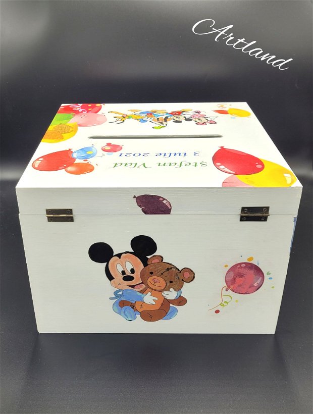Cufăr pentru botez / cutie de bani pentru botez Mickey Mouse , Minnie & Friends