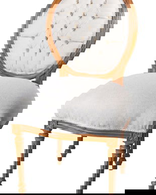 Scaun baroc din lemn mahon cu tapiterie grej