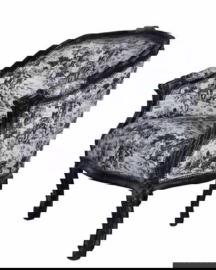 Fotoliu din lemn masiv negru cu tapiterie alba cu negru