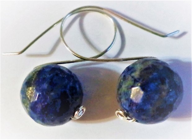 cercei din sarma cu lapis lazuli(piatra increderii si a prosperitatii)