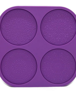 K1281 - Matrita forma silicon pt modelat ciocolata, fondant, fimo, pasta de structura, floare trandafir, 4 cavitati, mandale22x22x0,6cm