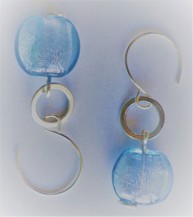 Cercei handmade cu margele de murano  - azur