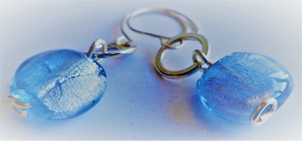 Cercei handmade cu margele de murano  - azur