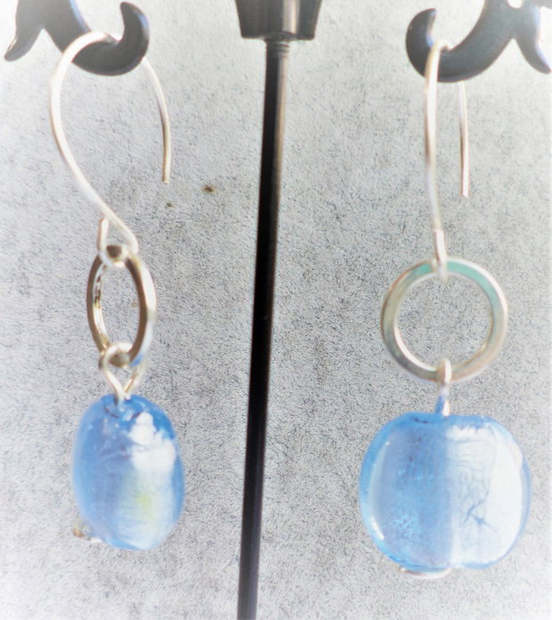 Cercei handmade cu margele de murano  - azur