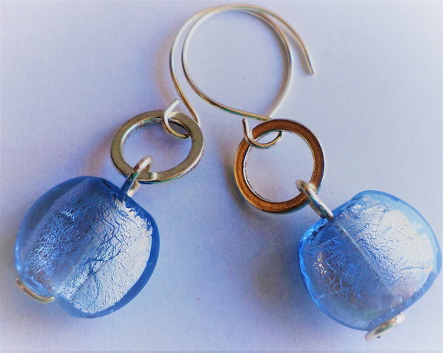 Cercei handmade cu margele de murano  - azur