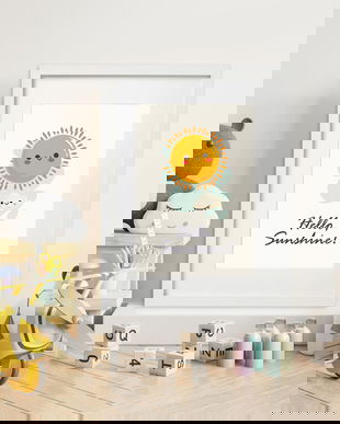 Tablou cameră copil cu mesajul "Hello Sunshine", Kandor Special Gifts