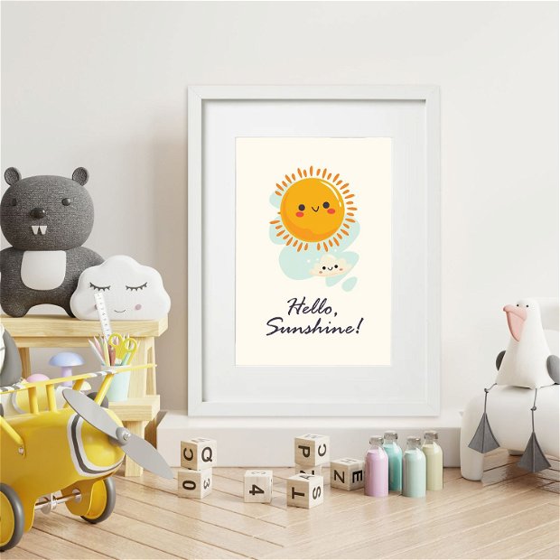 Tablou cameră copil cu mesajul "Hello Sunshine", Kandor Special Gifts