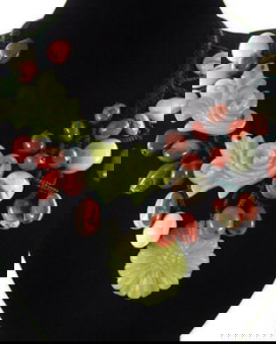 W02 # Flori impletite - colier handmade, fir crosetat, jad, jasp flame, amazonit