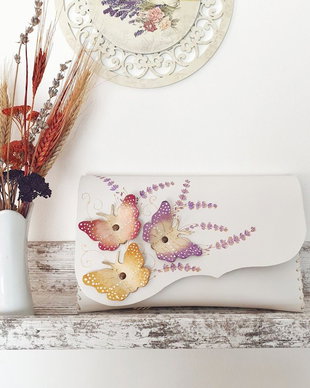 poseta plic handmade unicat din piele - Warm delight