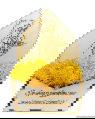 Aranjament floral cu licheni naturali stabilizati, cadou pentru cea mai buna bunica, galben, 19 x 13 x 6 cm
