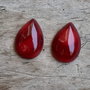 Cabochoane coral rosu, 14x10 mm (2 buc)