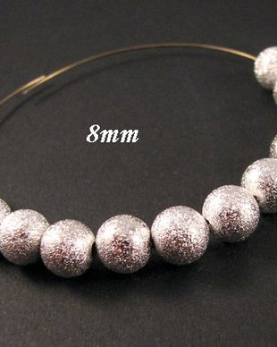 9210 - (100buc) Margele metalice stardust, argintiu, sfere 8mm