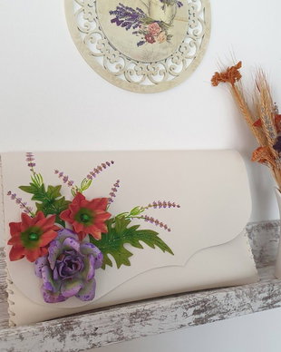 poseta plic handmade unicat din piele - Summer Delight