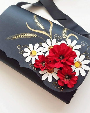 Geanta "Crossbody" handmade unicat -Flori de camp