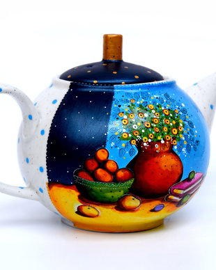 Ceainic Nature & Colors Collection. Portelan pictat/Art Deco/Cadou Aniversare/Boho Chic/Arta In Ceai/Daruieste Unic