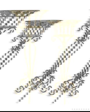 Pereche de jardiniere din fier forjat anitk green