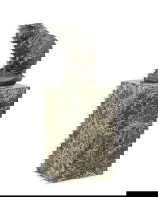 Pisica - statueta din bronz masiv pe soclu din marmura