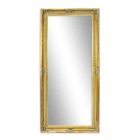 Oglinda mare cu o rama aurie cu decoratiuni
