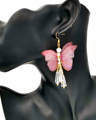 Rezervat Cercei - Pink Cristal Butterfly