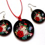set lemn cu motiv floral 39557