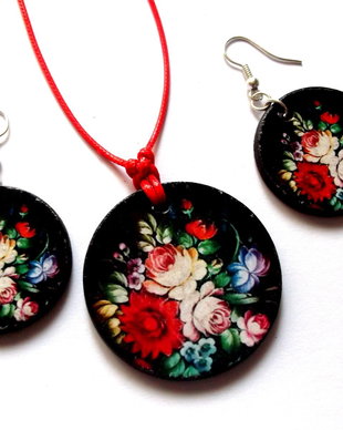 set lemn cu motiv floral 39557