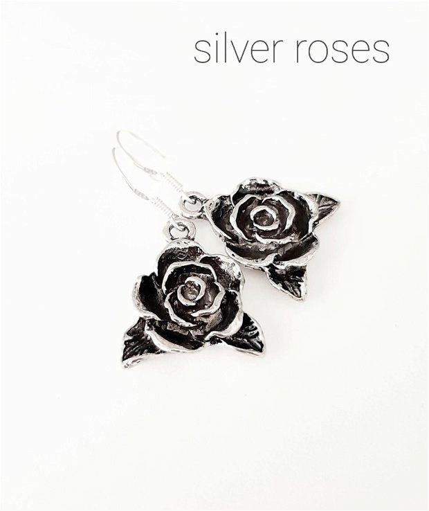 Cercei argint cu trandafiri vintage