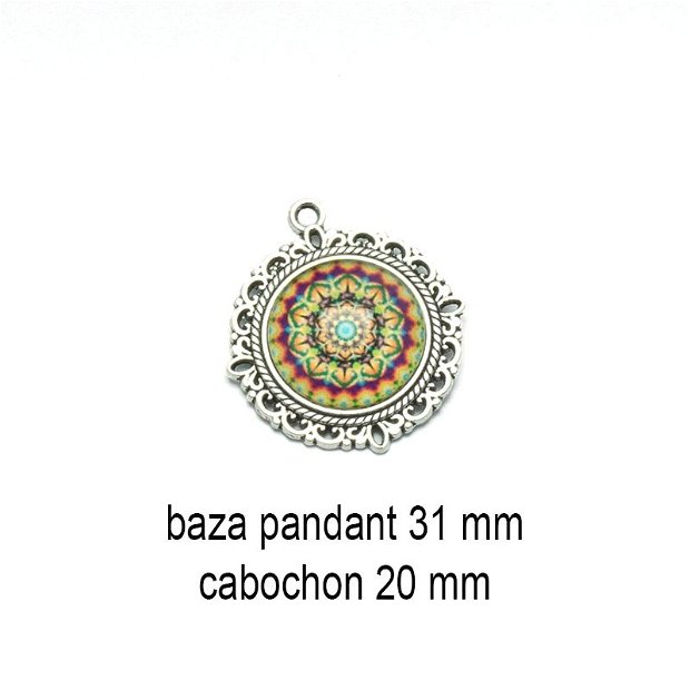 Kit pandant si cabochon print, 31 mm, KB429