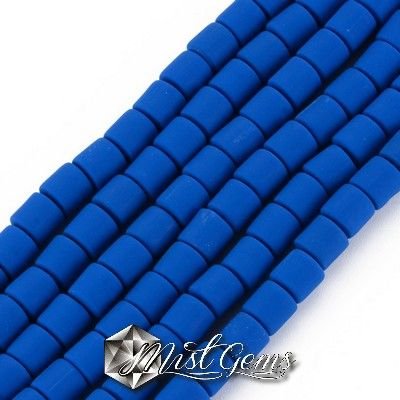 20 buc.Margele cilindrice din argila polimerica-vinil-6.5X6mm,albastru neon CLA094