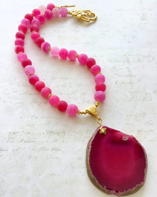 Colier agate roz