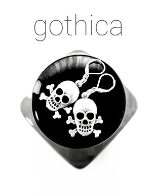 Cercei argintați cu cranii GOTHICA