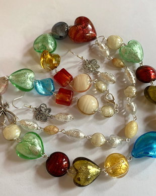 JOY,LOVE AND COLOURS-lampwork,argint tibetan