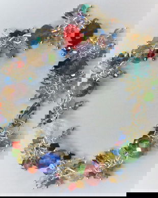 Bratara handmade cu cristale tip swarovski si sarma din cupru placata cu argint/bratara de dama