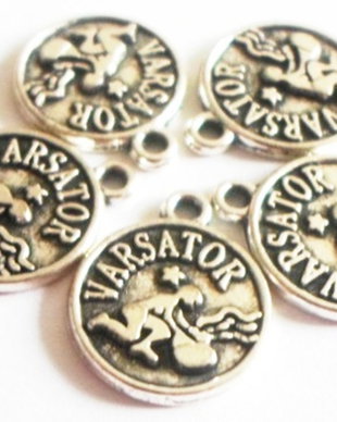 Charm banut zodiac Varsator argintiu cu negru
