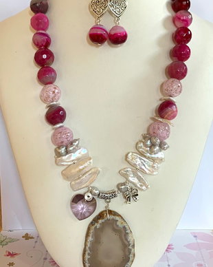 REZERVAT!!!-PERFECT PINK-agate,perle de cultura,murano,Swarowski