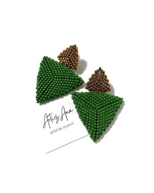 Cercei triunghi verde, bronz