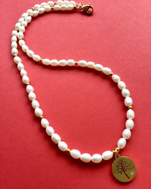 Colier CHOKER perle de cultura & copacul vieții