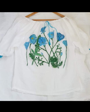 Bluza tip ie, din panza topita,pictata manual
