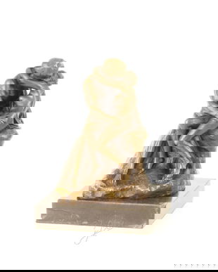 Sarutul - statueta din bronz pe soclu din marmura