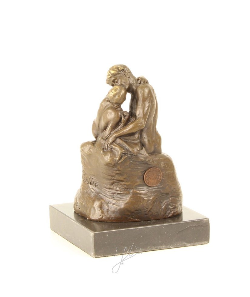 Sarutul - statueta din bronz pe soclu din marmura