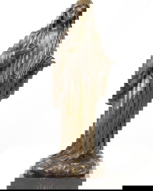 Maica Domnului - statueta din bronz pe soclu din marmura