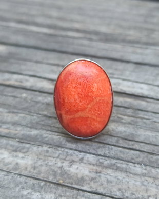 Inel din Argint 925 cu coral poros