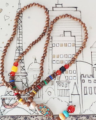 Colier Vintage Mala Wood #2