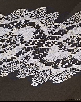 mileu oval dantela fina alb