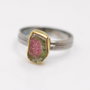 Inel turmalina watermelon cu argint si profil gold-filled