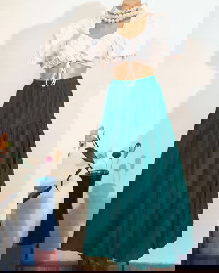 Fusta mătase  naturala verde smarald