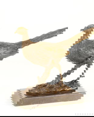 Fazan - statueta din bronz pe soclu din marmura