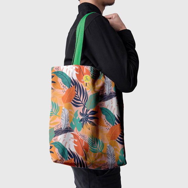 Geanta Handmade Tote Basic, Mulewear, Botanic Plante Frunze de Toamna, 43x37 cm