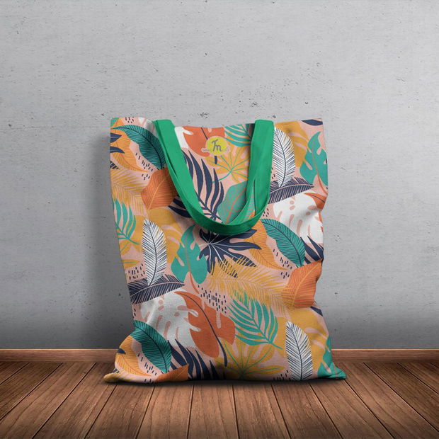 Geanta Handmade Tote Basic, Mulewear, Botanic Plante Frunze de Toamna, 43x37 cm