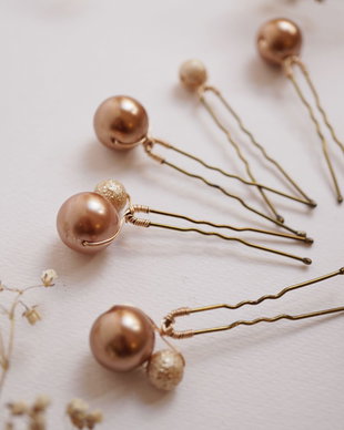 Ace de par cu perle mari Rose Gold