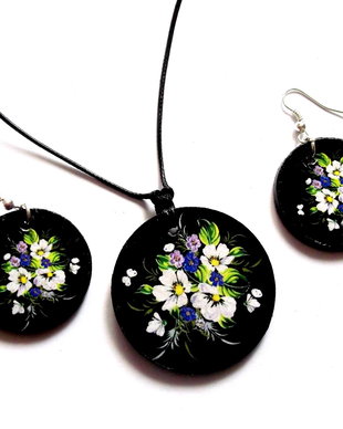 set lemn cu motiv floral 39734